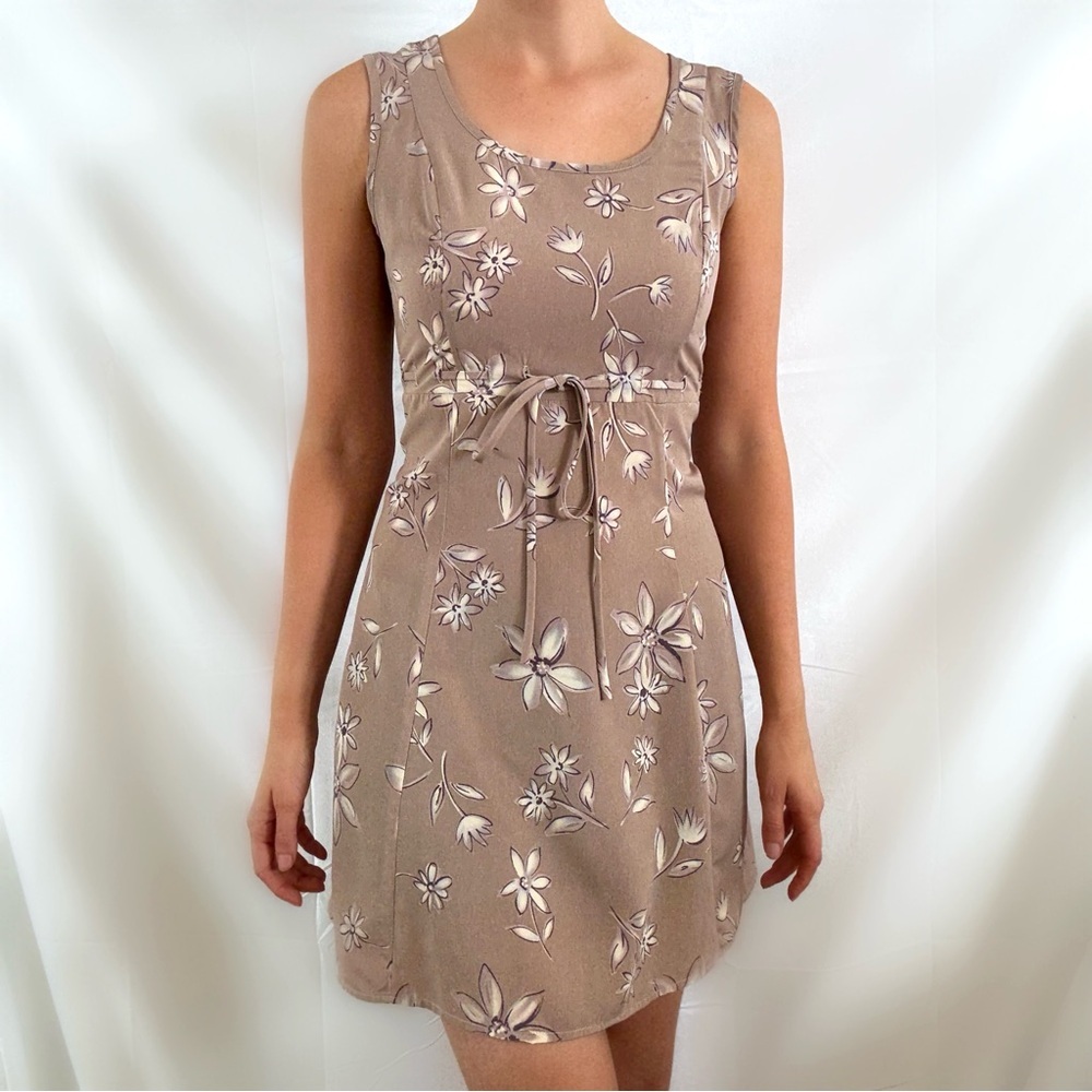 Vintage 90s brown floral print mini dress Jonathan Martin Y2K boho